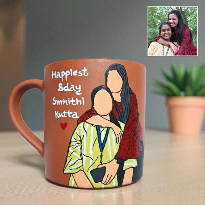 Photo Personalized Hand-Painted Birthday Theme Terracotta Mug