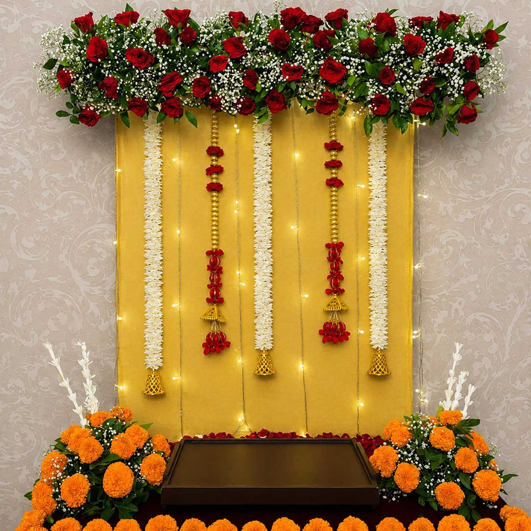 Reusable Drape for Pooja Backdrop Stand, Ready-to-Hang with Buttons, Available in 6 Colours