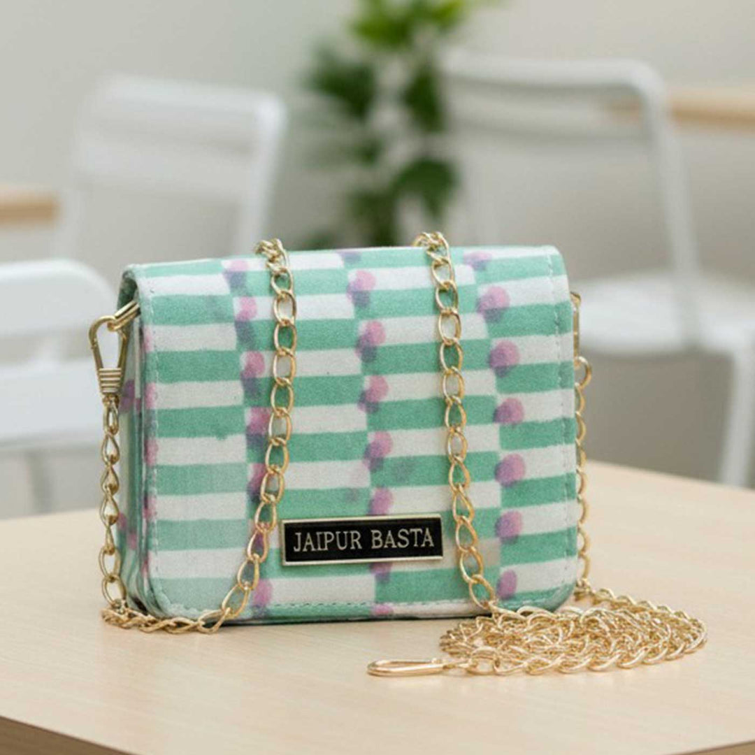 Green Sutra Hand Block Printed Jugni Sling Bag