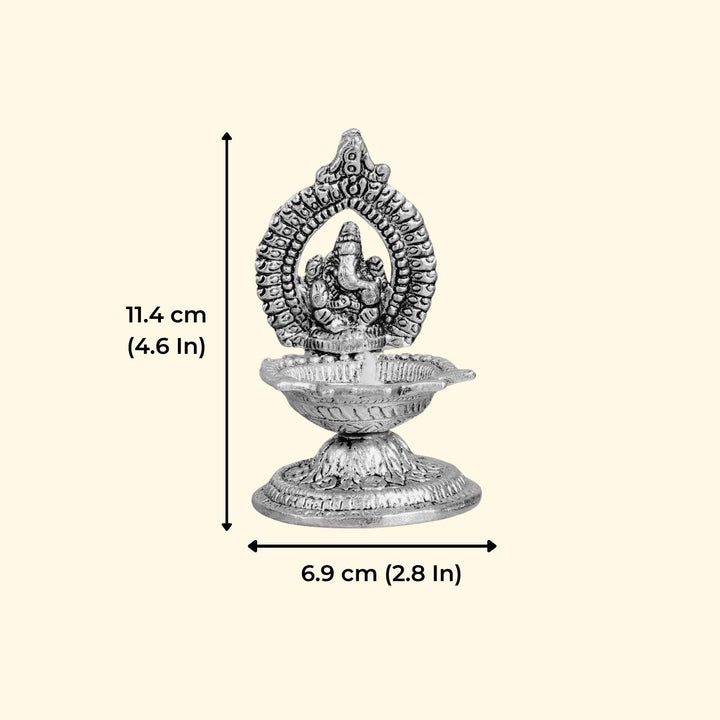 Handmade Aestri Lord Ganesh Metal Oil Lamp / Diya