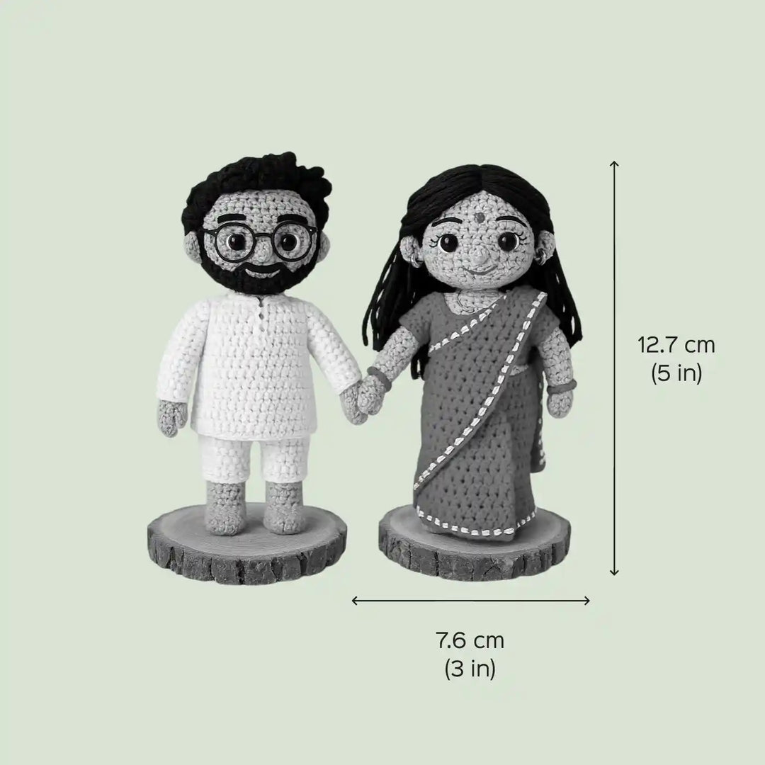 Photo Personalized Handmade Crochet Cotton Replica Doll | Set Of 2