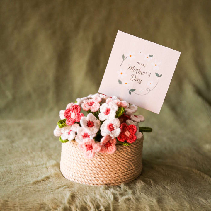 Personalized Handmade Crochet Large Flower Plant Pot With Message Card