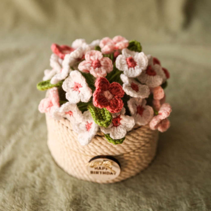 Personalized Handmade Crochet Large Flower Plant Pot With Message Card