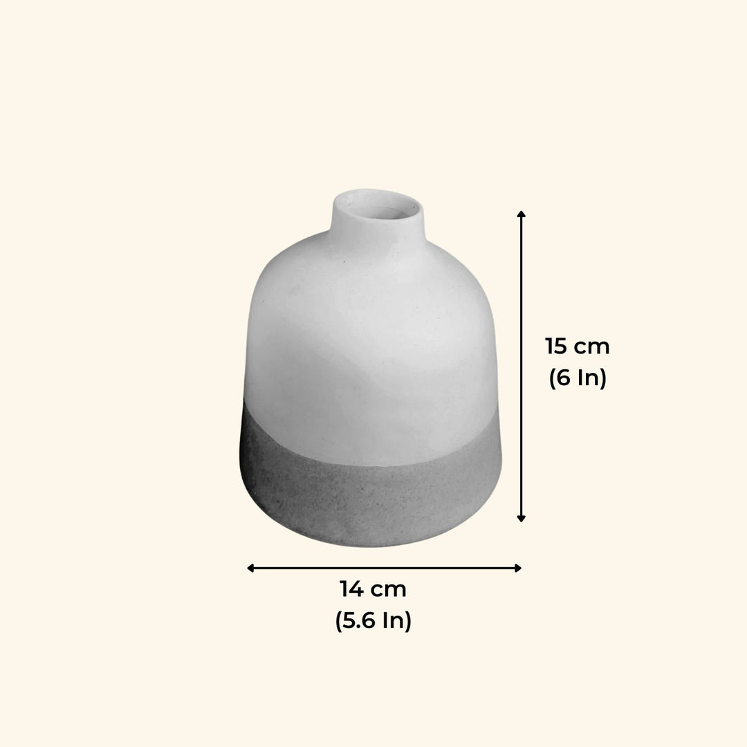 Handmade White & Tan Ceramic Short Ceramic Vase