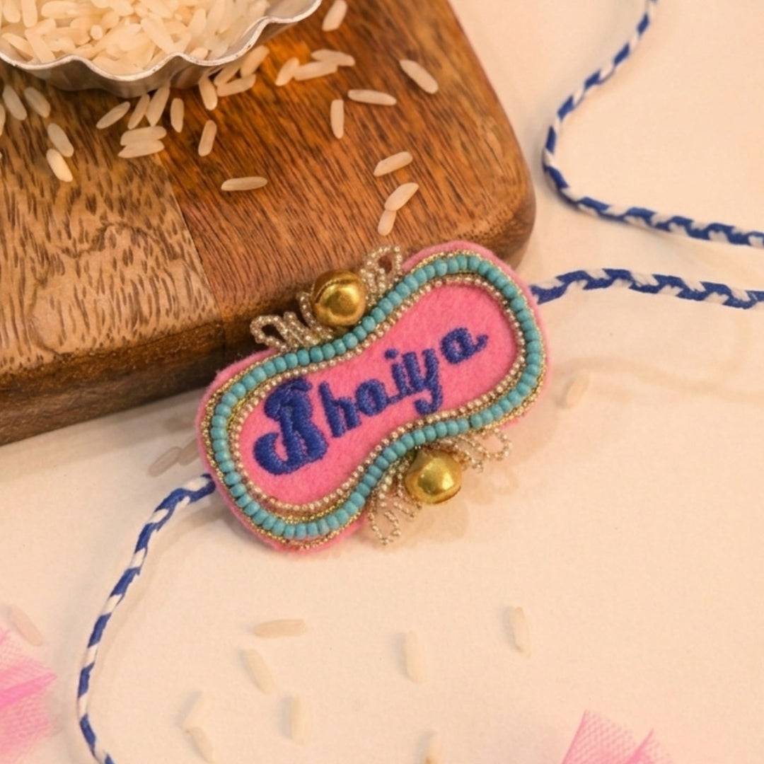 Handmade Beaded "Bhaiya" Reusable Rakhi Magnet For Brother