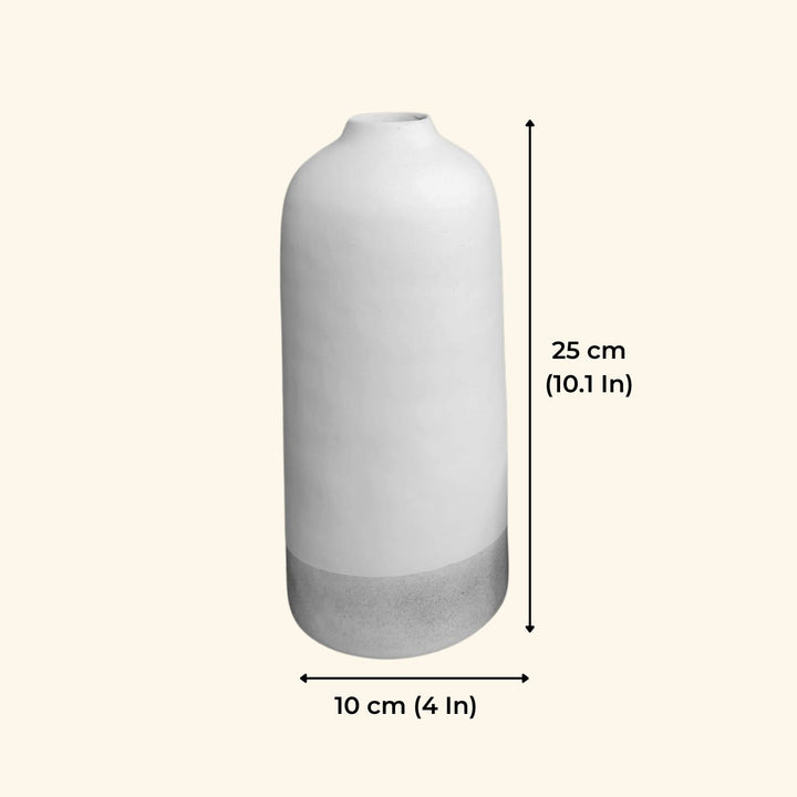 Handmade White & Tan Ceramic Tall Ceramic Vase