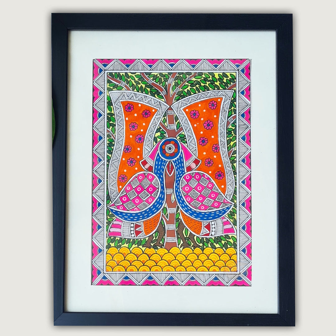8 x 5 Inch | Twin Harmony | Original Hand Painted Madhubani Painting On Paper