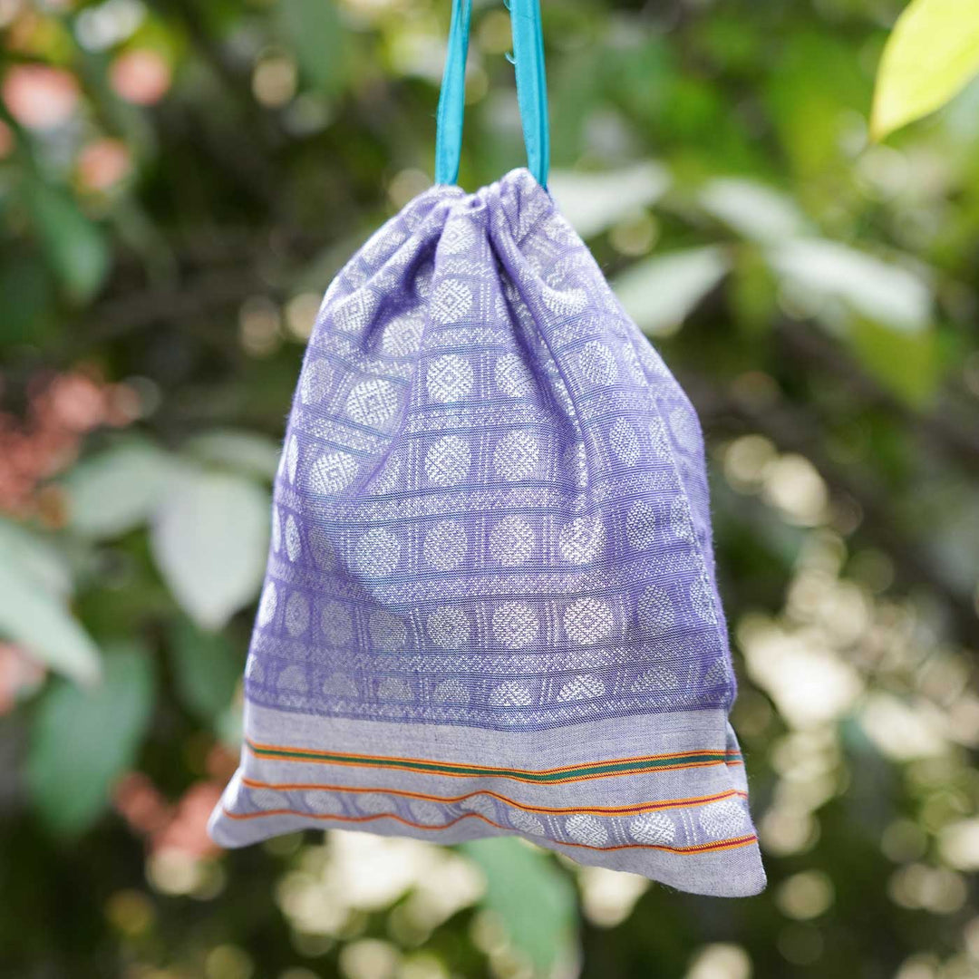 Handmade Lavender Khunn Fabric Cotton Thamboolam Potli