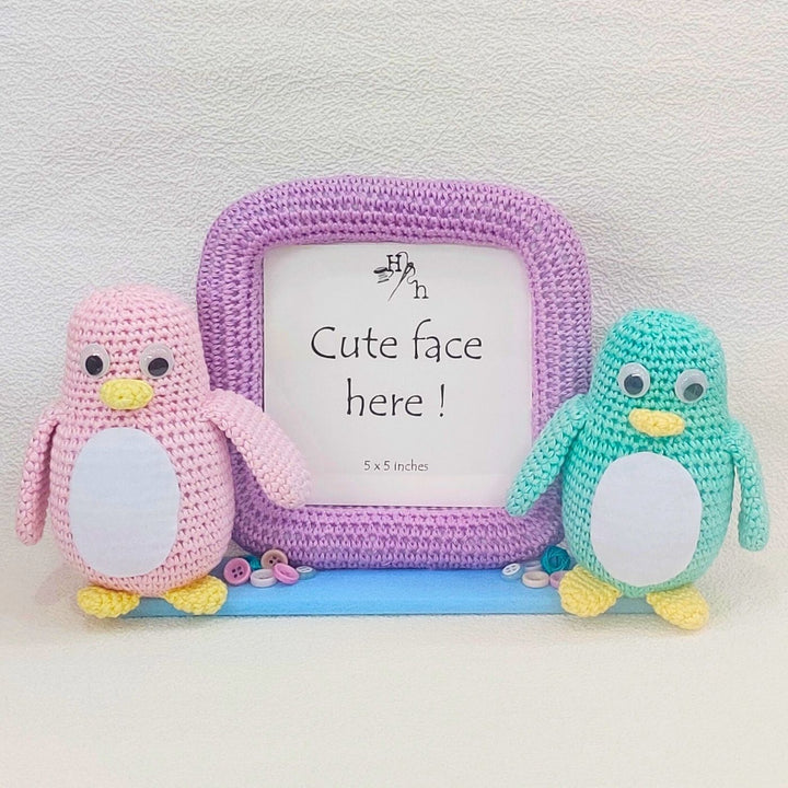 Handmade Crochet Penguin Photo Frame for Kids