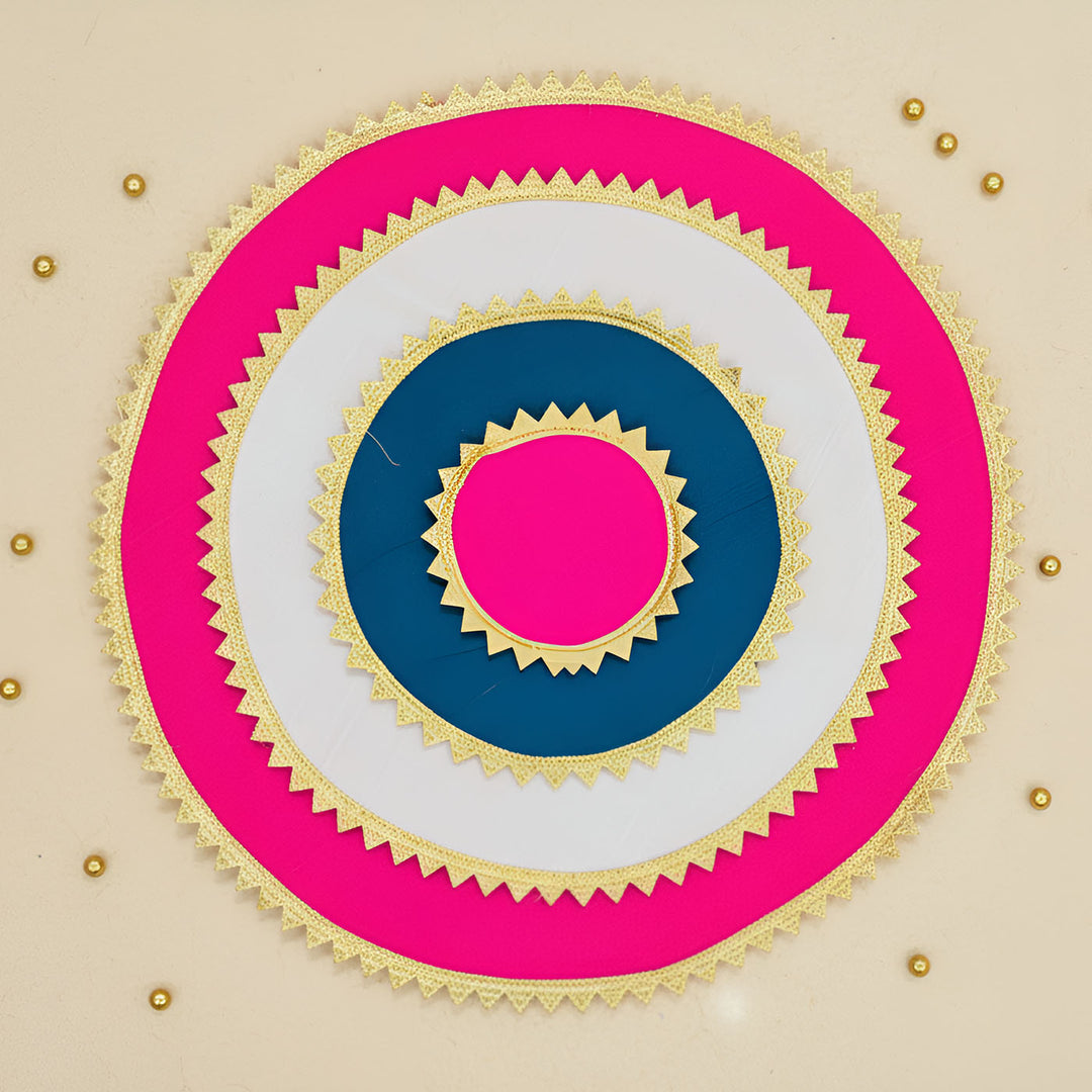 Handmade Round Raw Silk Pooja Asan/Rangoli Mat | Set Of 4