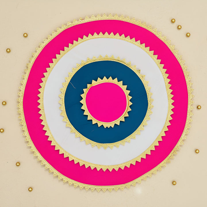 Handmade Round Raw Silk Pooja Asan/Rangoli Mat | Set Of 4