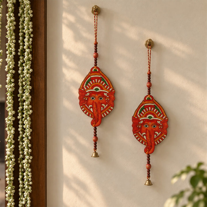 Tholu Bommalata Parchment Leather Ganesha Hangings - Pack of 2