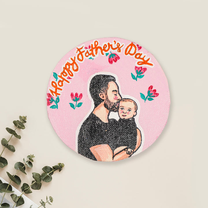 Photo Personalized Hand-Painted Father And Son Theme Canvas Fridge Magnet