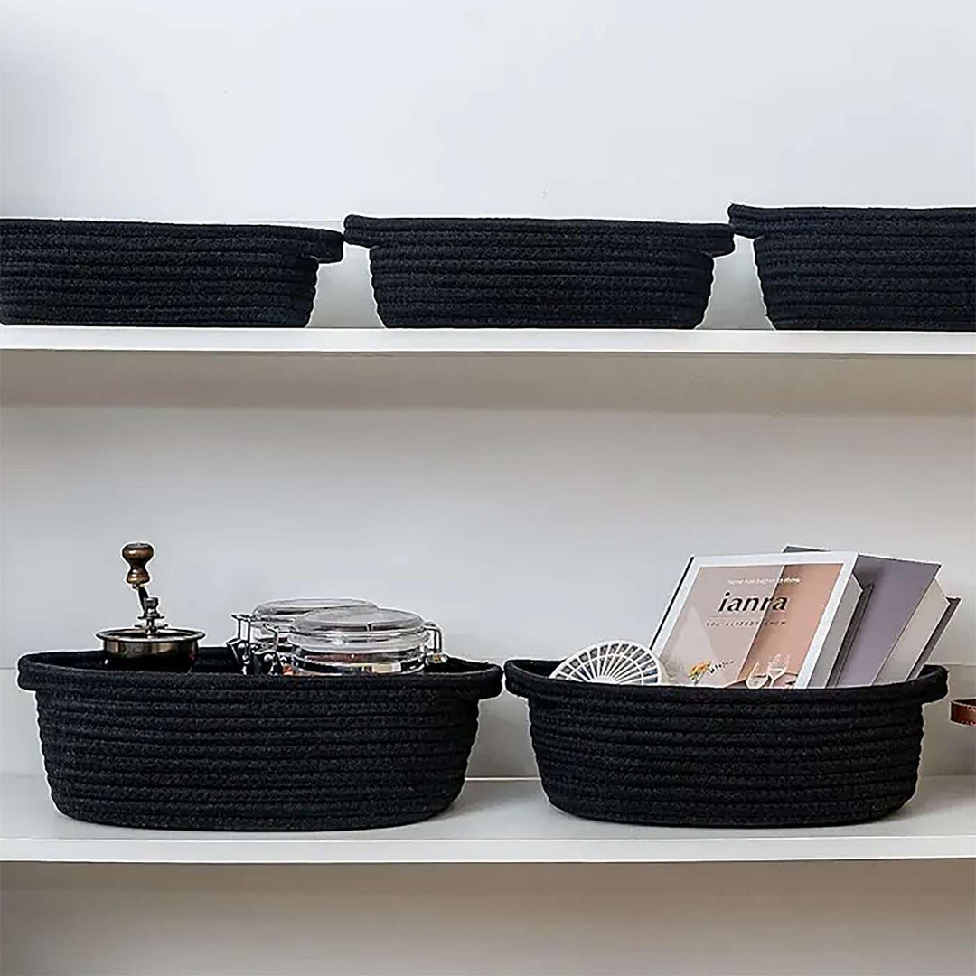 Handmade Coil Basketry Cute Cotton Rope Storage Baskets | Set Of 5