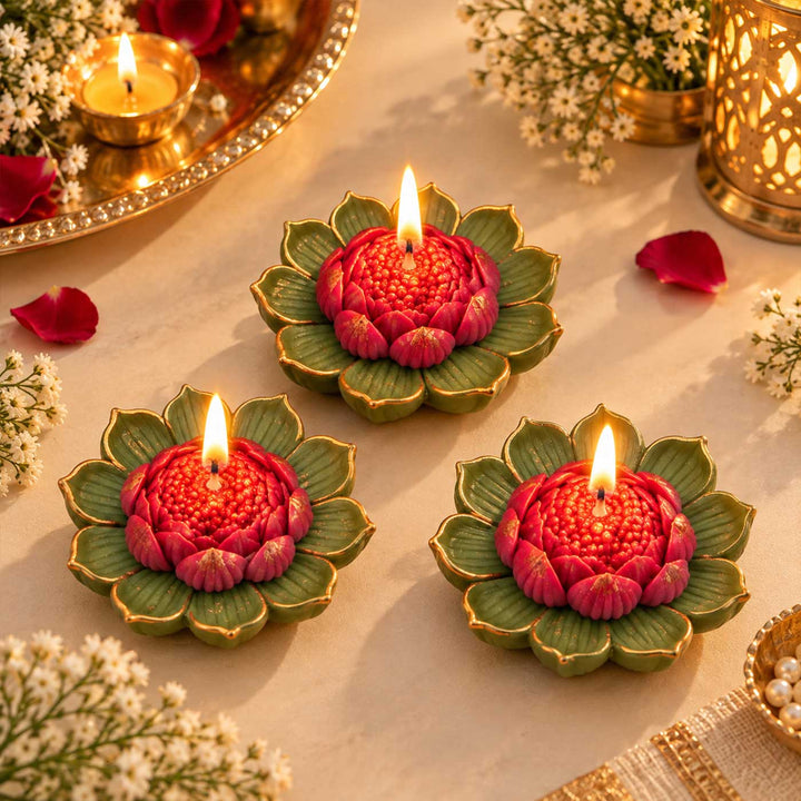 Handmade Lotus Flower Soy Wax Scented Candle For Festive Decor