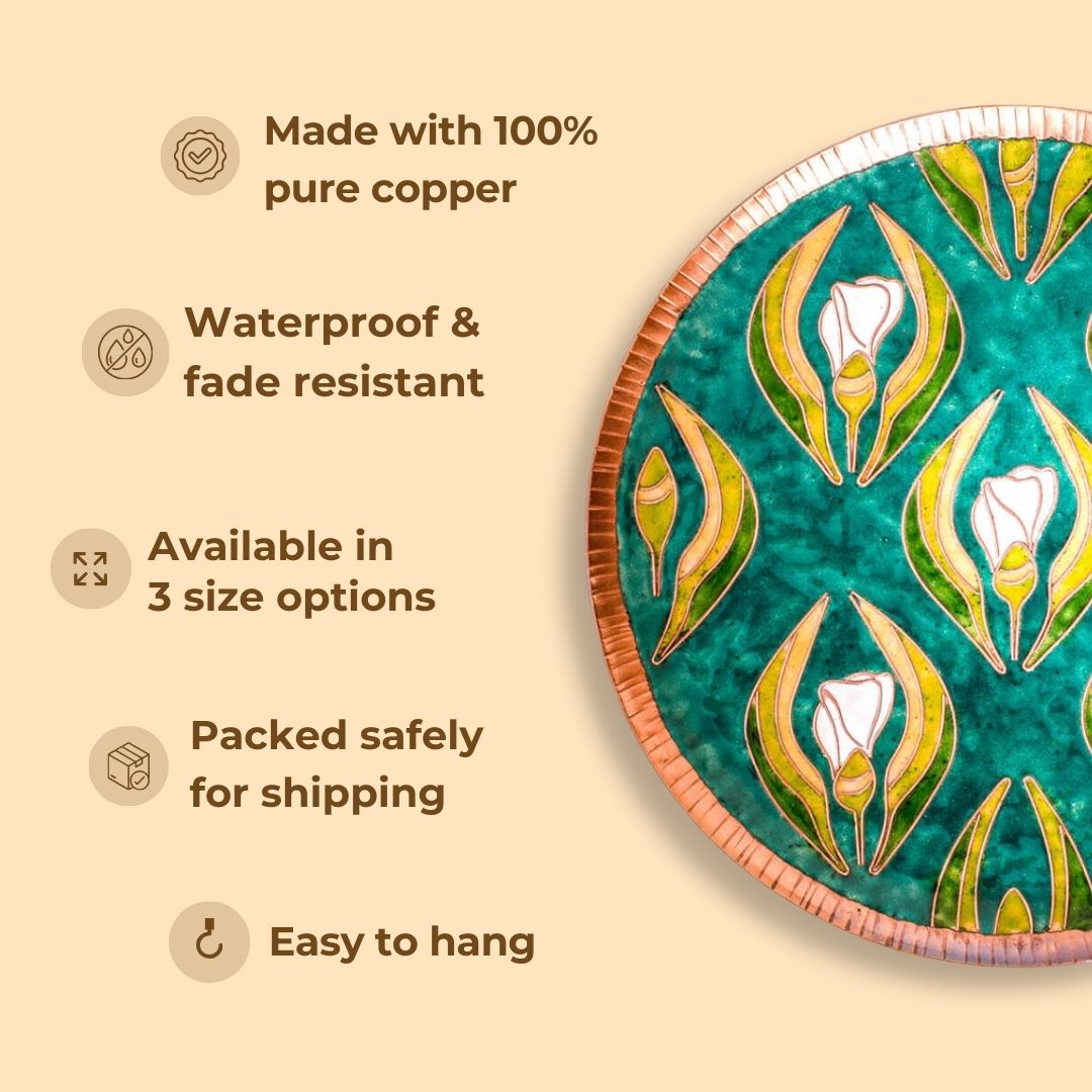 Copper Enamel Vasant Decorative Wall Plate