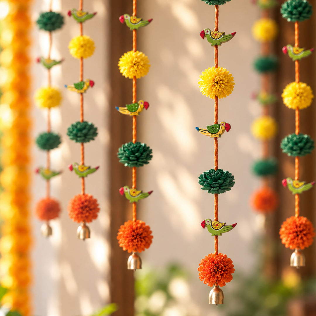 2 Pc | Eco-friendly Festive Parrot Hanging with Shola Wood