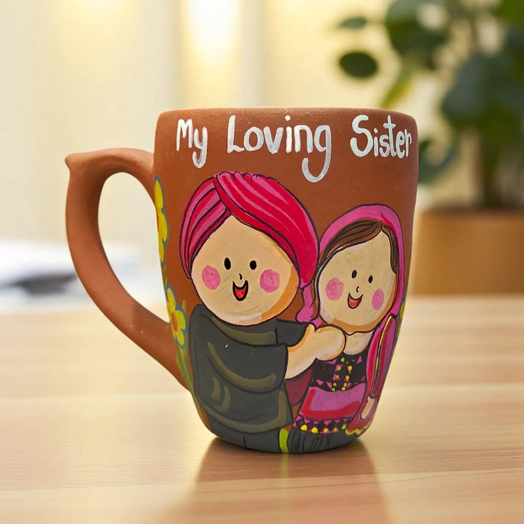 Photo Personalized Hand-Painted Terracotta Mug For Siblings