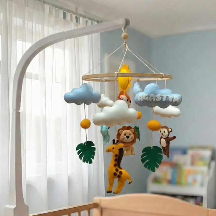 Personalized Animal Safari Theme Kid's Crib and Cot Mobile