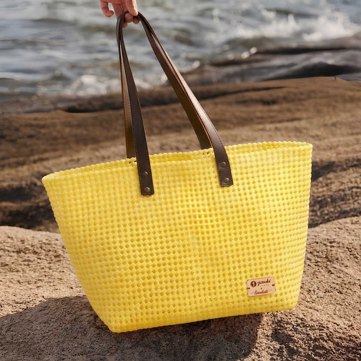 Yellow Solid Mukhya Knot Handmade Koodai Beach Bag