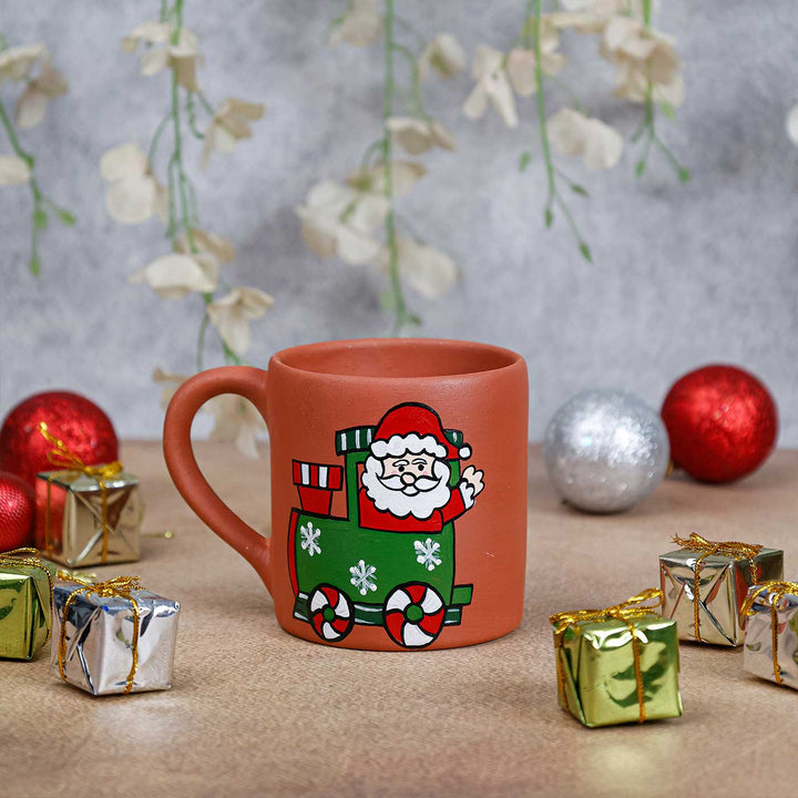 Handmade Santa Claus Terracotta Small Christmas Mug