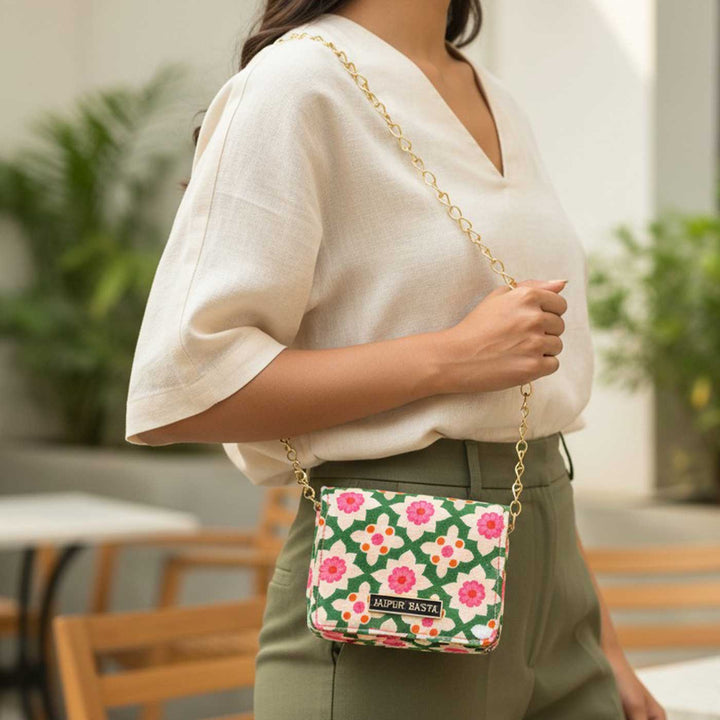 Bageechi Hand Block Printed Jugni Sling Bag