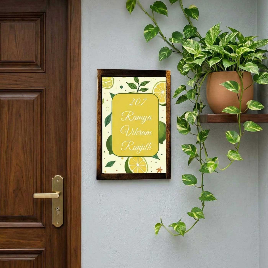 Citrus Wave Personalized Resin Wooden Frame Name Plate
