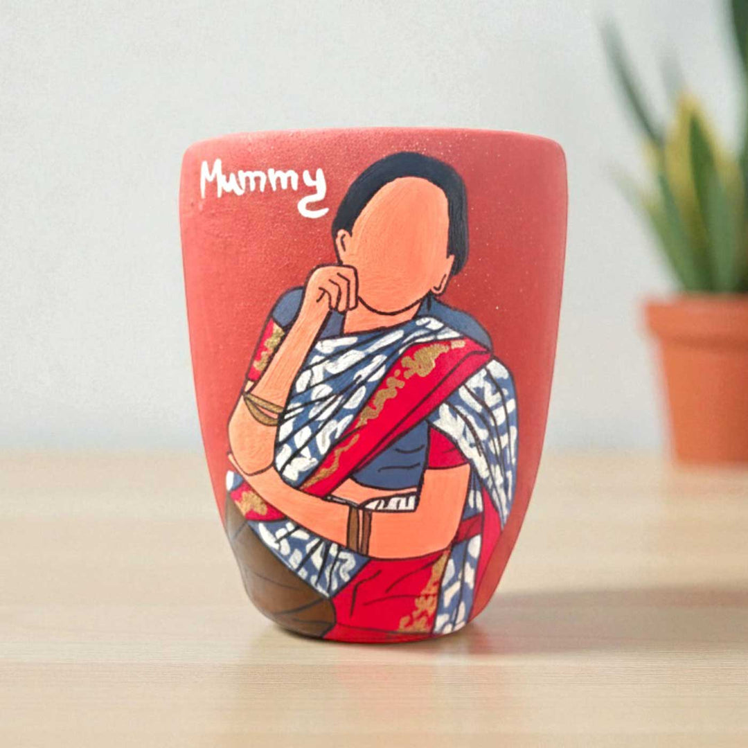 Photo Personalized Hand-Painted Mother Theme Terracotta Mug
