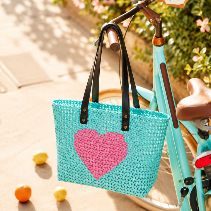Pastel Blue Heart Mukhya Knot Handmade Koodai Tote Bag