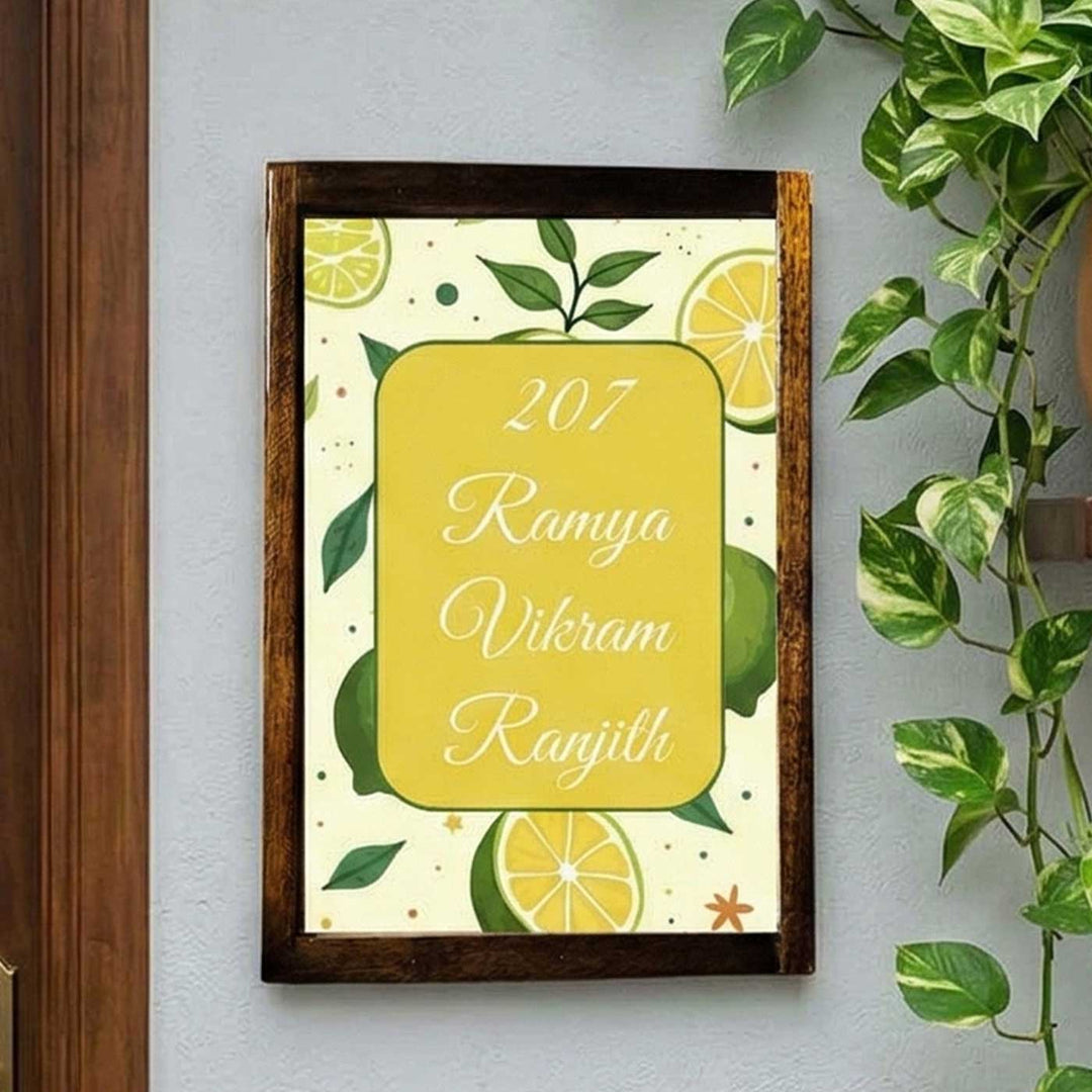 Citrus Wave Personalized Resin Wooden Frame Name Plate