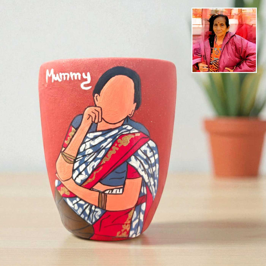 Photo Personalized Hand-Painted Mother Theme Terracotta Mug