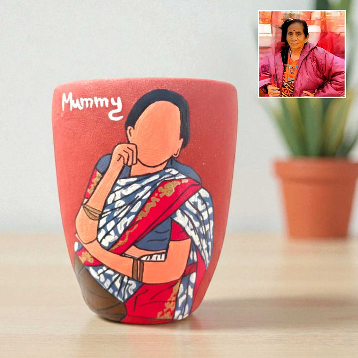 Photo Personalized Hand-Painted Mother Theme Terracotta Mug