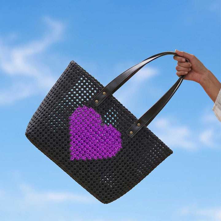 Black Heart Mukhya Knot Handmade Koodai Tote Bag