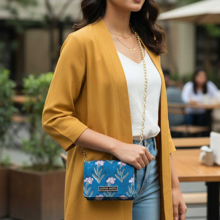 Sanjh Hand Block Printed Jugni Sling Bag