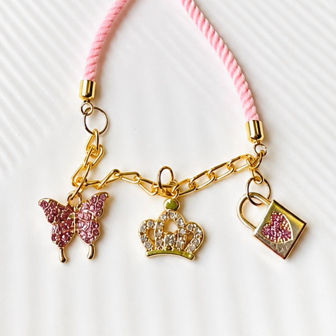 Reusable Handmade Princess Charm Bracelet Rakhi With Roli Chawal For Girls
