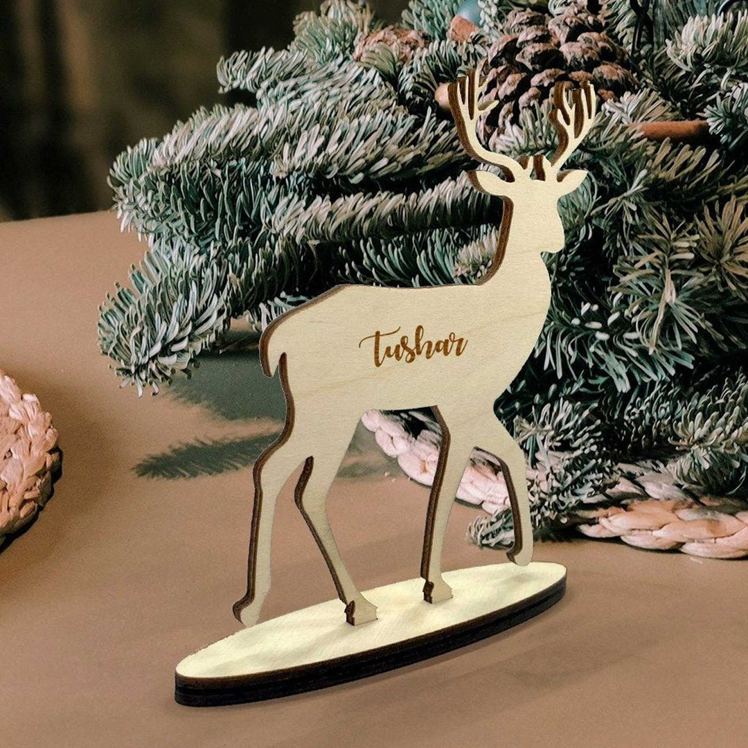 Personalized Wooden Reindeer For Christmas Table Decoration