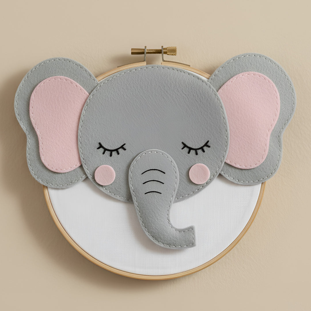 Handmade Elephant Theme Felt Wall Hoop