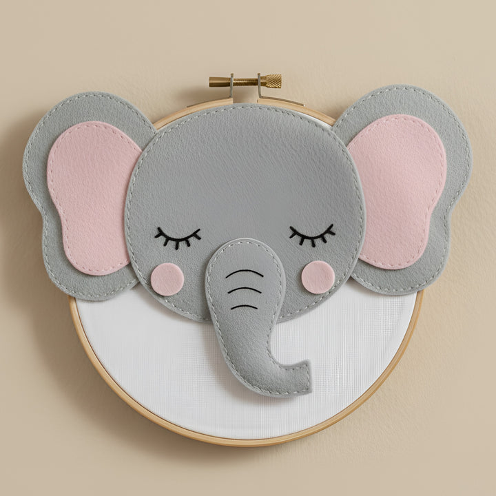 Handmade Elephant Theme Felt Wall Hoop