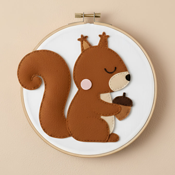Handmade Squirrel Theme Felt Wall Hoop