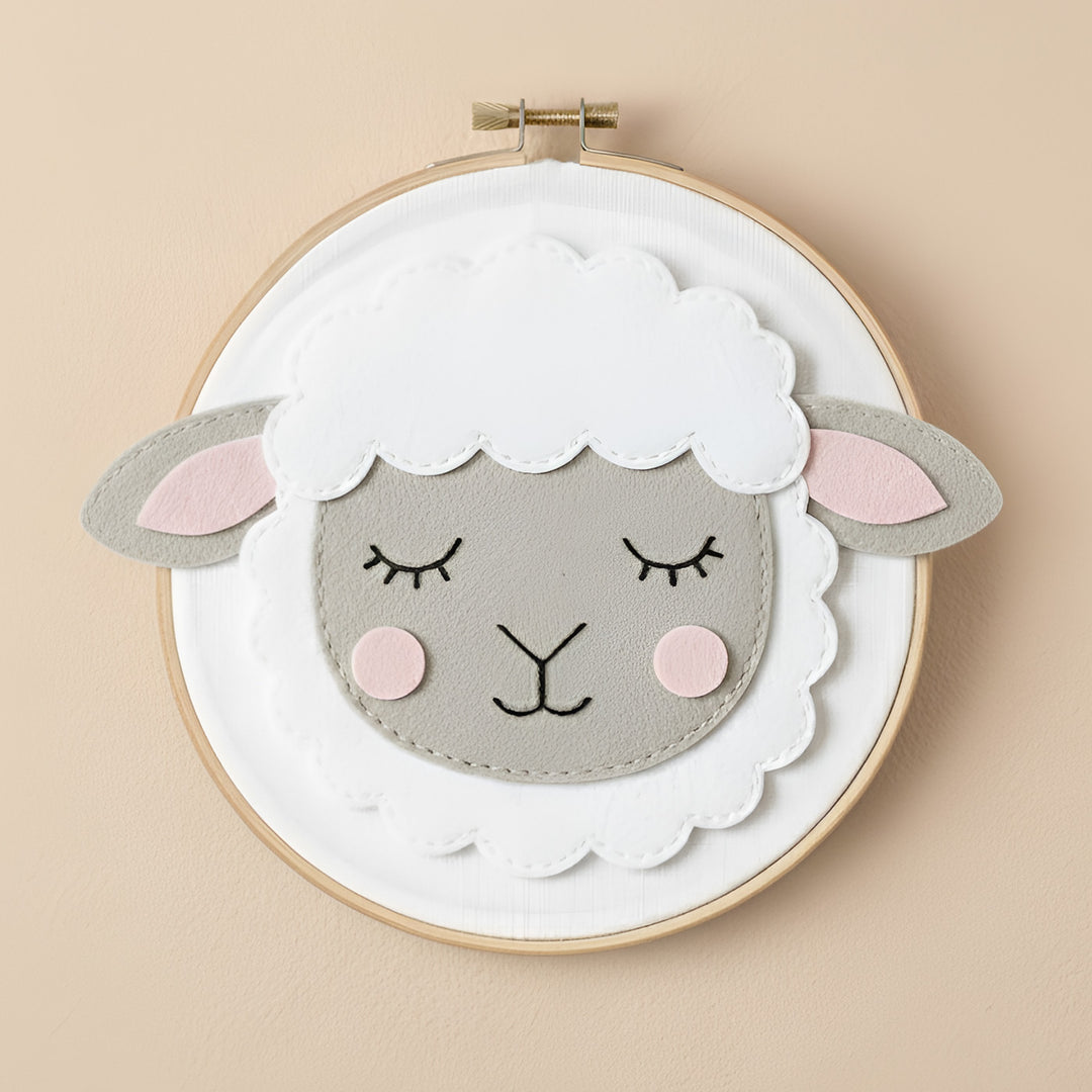 Handmade Sheep Theme Felt Wall Hoop