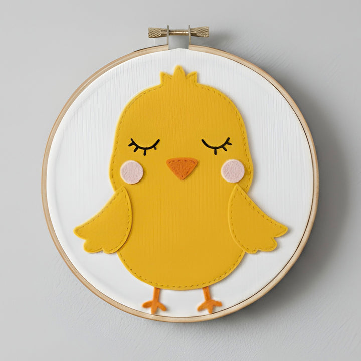 Handmade Chick Theme Felt Wall Hoop