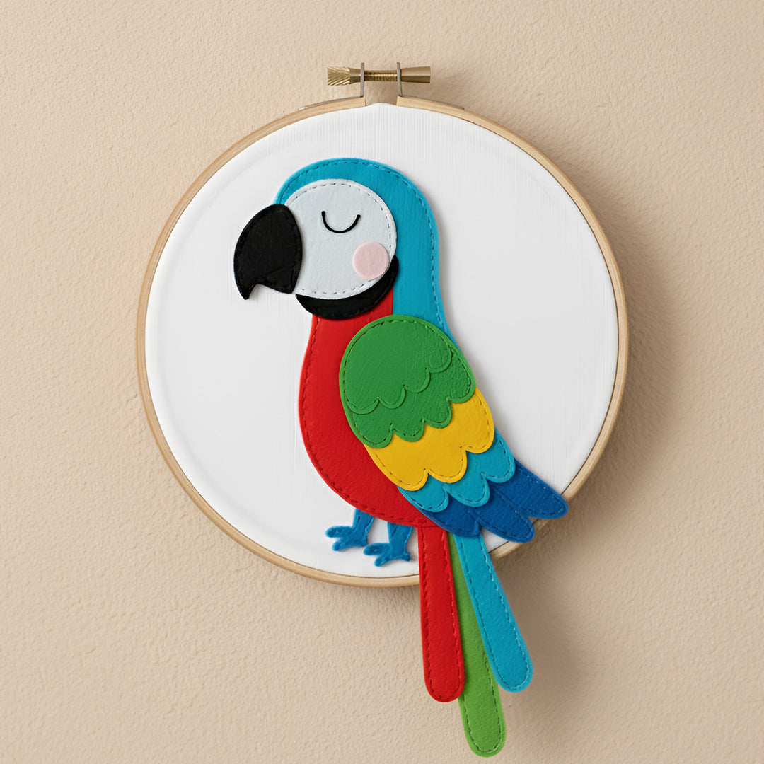 Handmade Macaw Theme Felt Wall Hoop