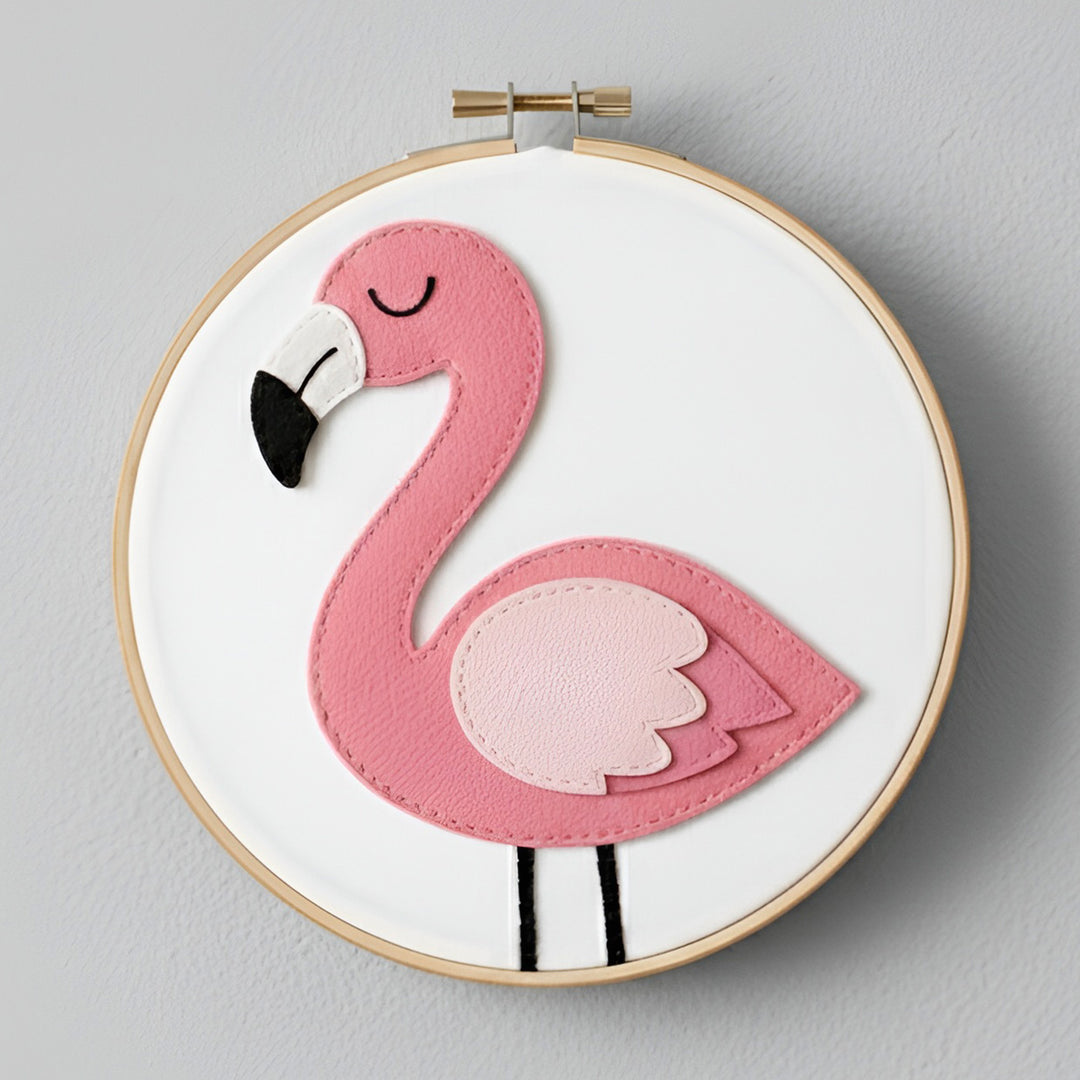 Handmade Flamingo Theme Felt Wall Hoop