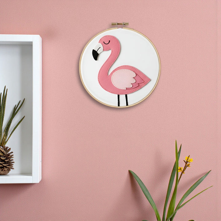 Handmade Flamingo Theme Felt Wall Hoop