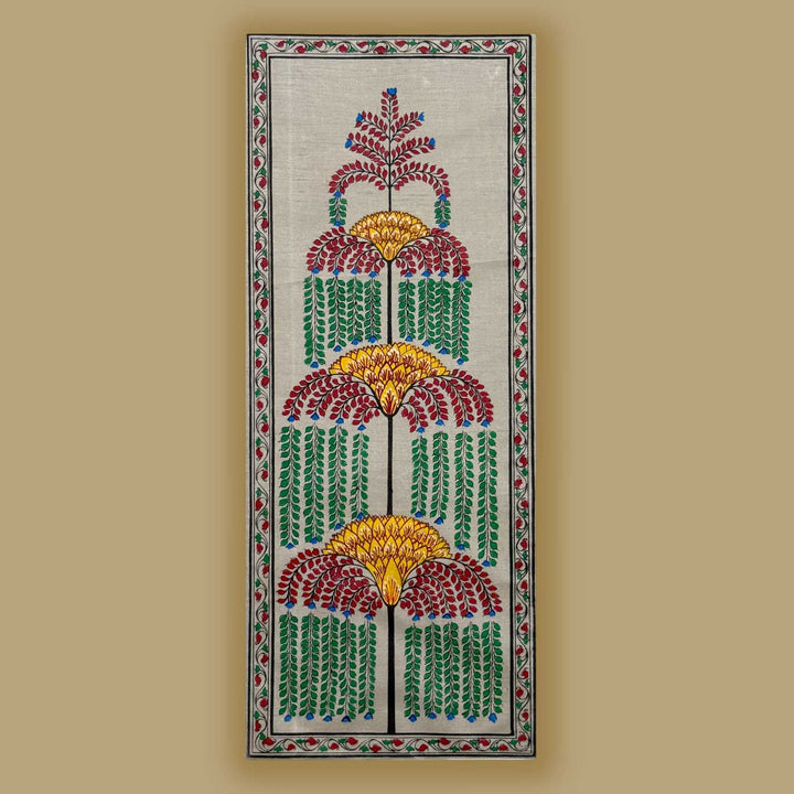 16 X 6 Inch | Handmade Tussar Silk Tree Of Life Painting