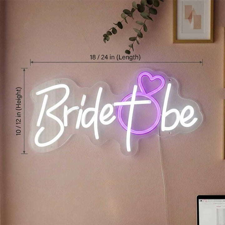 Bride To Be Handmade Neon Light Sign Board with Heart Motif for Bridal Shower