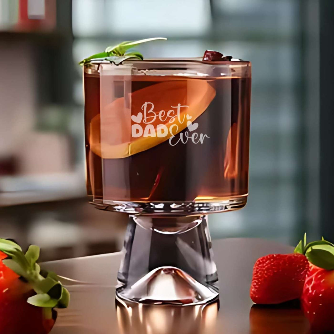 Engraved Best Dad Ever Theme Whiskey Glass | 250 ml