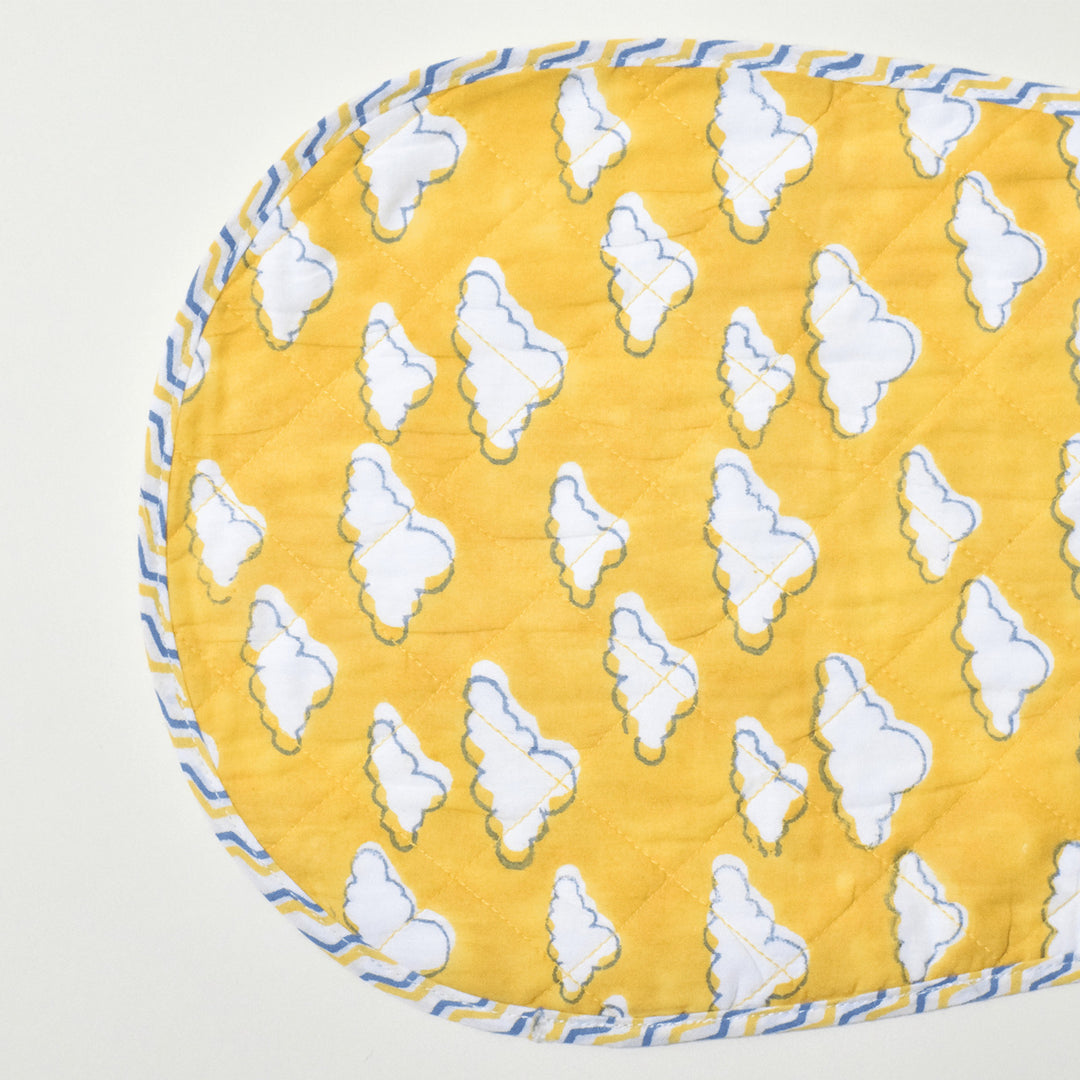 Block Printed Dreams Afloat Burp Cloth