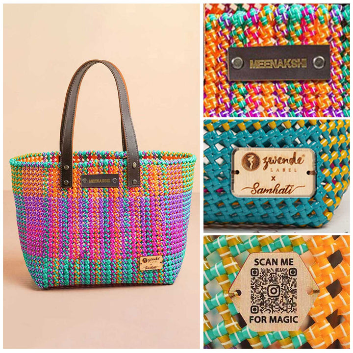 Multicolor Madras Checks Mukhya Knot Handmade Koodai Market Bag