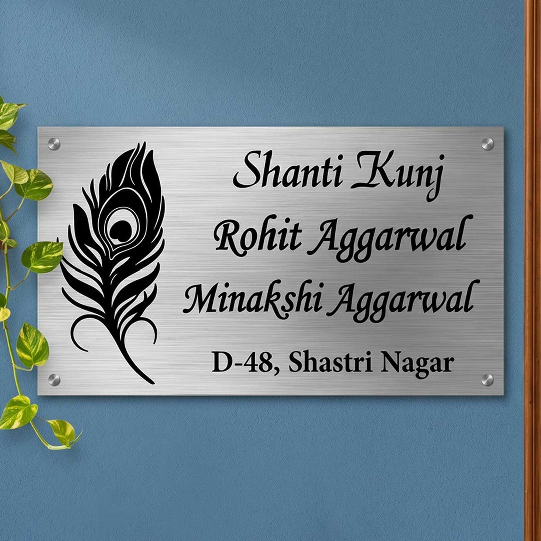 Personalized Feather Theme Stainless Steel Name Plate